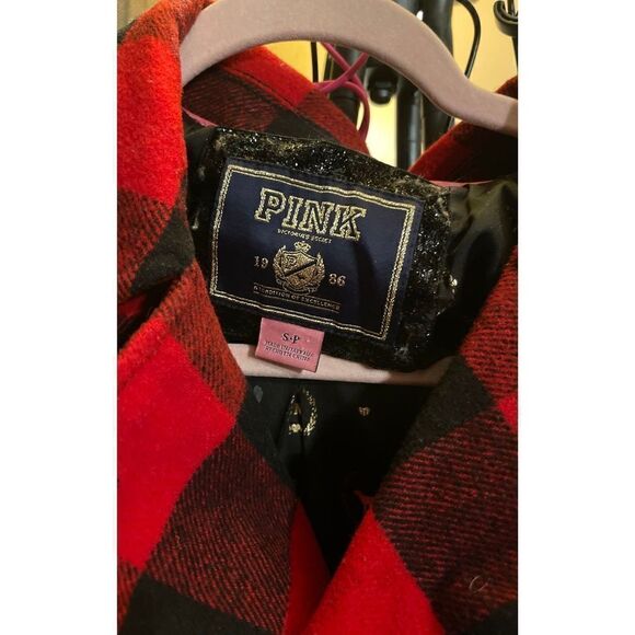 VS PINK buffalo Plaid Peacoat jacket - Picture 6 of 8